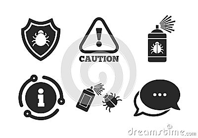 Bug disinfection signs. Caution attention icon. Vector Vector Illustration