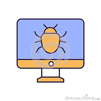 Bug Finder Outline with Colors Fill Vector Icon that can easily edit or modify. Vector Illustration