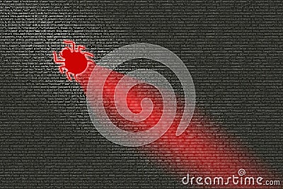 Bug infecting computer code cybersecurity concept Stock Photo