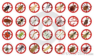 Bug of insect vector cartoon set icon.Vector illustration insect beetle. Isolated cartoon icon bug and fly beetle. Vector Illustration