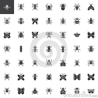 Bug and insects vector icons set Vector Illustration
