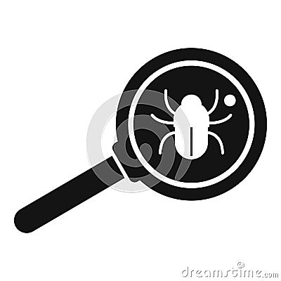 Bug magnifier icon simple vector. Hacker error Stock Photo