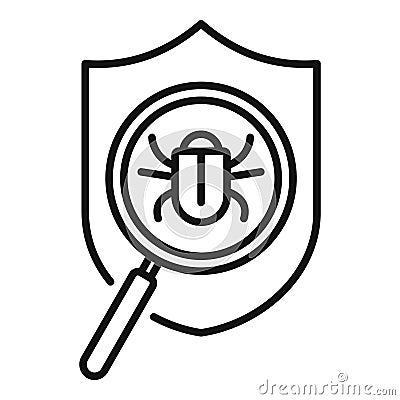 Bug shield icon outline vector. Virus hacker Vector Illustration