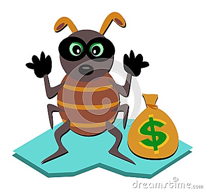 Bug Thief Caught Vector Illustration