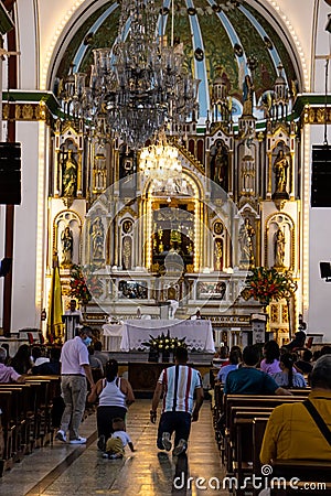 Interior of the Minor Basilica of the Lord of Miracles located in the Historic Center of the city of Guadalajara de Buga in Colom Editorial Stock Photo