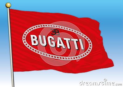 Bugatti cars international group, flags with logo, illustration Vector Illustration