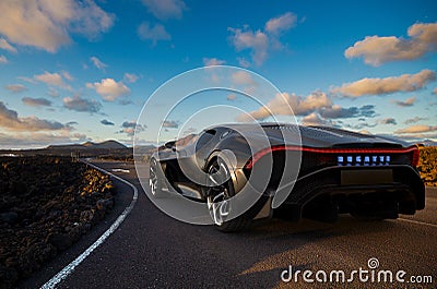Bugatti La Voiture Noire on a desert road Editorial Stock Photo