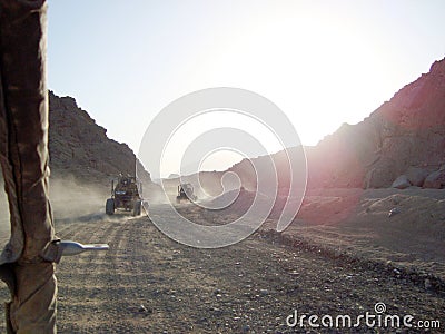 Buggy ride. Setting sun. A trip to an Egyptian village. Stock Photo