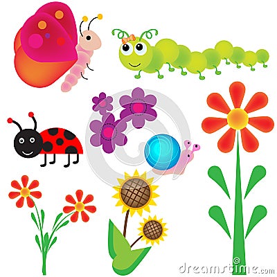 Bugs in the garden Vector Illustration