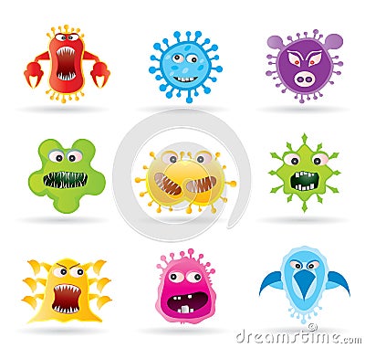 Bugs, germs and virus icons Vector Illustration
