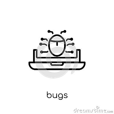 Bugs icon. Trendy modern flat linear vector Bugs icon on white b Vector Illustration