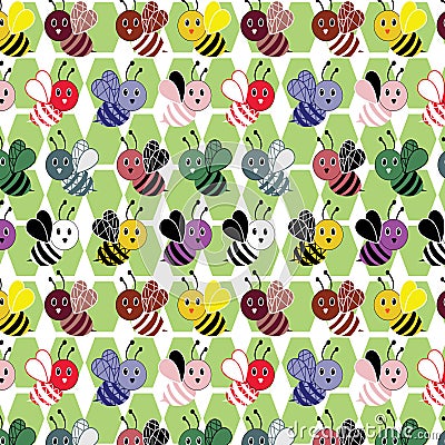 Seamless bugs vector repeat pattern Stock Photo