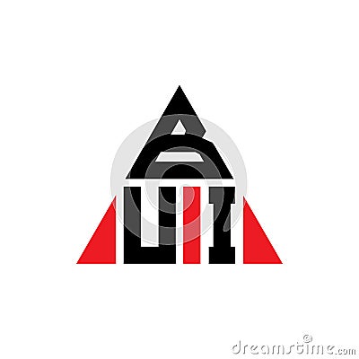 BUI triangle letter logo design with triangle shape. BUI triangle logo design monogram. BUI triangle vector logo template with red Vector Illustration