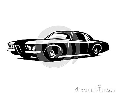 buick riviera gran sport 1971. isolated white background view from side. Vector Illustration