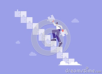 Build business success stairs or career growth concept Vector Illustration