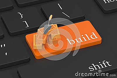 Build concept on keyboard button Stock Photo