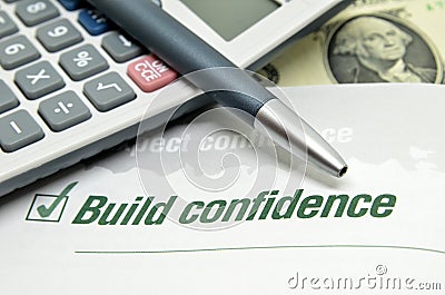 Build confidence printed on book Stock Photo