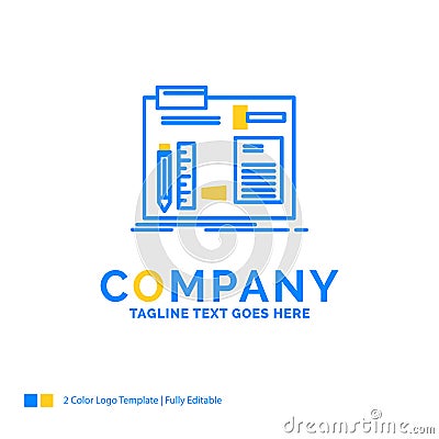 Build, construct, diy, engineer, workshop Blue Yellow Business L Vector Illustration