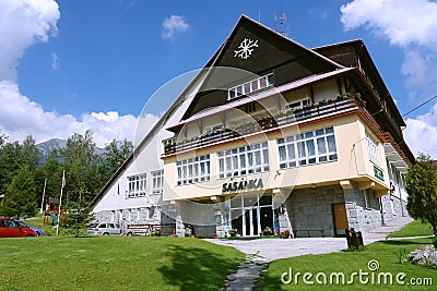 Build of hotel in Slovakian Tatras. Editorial Stock Photo