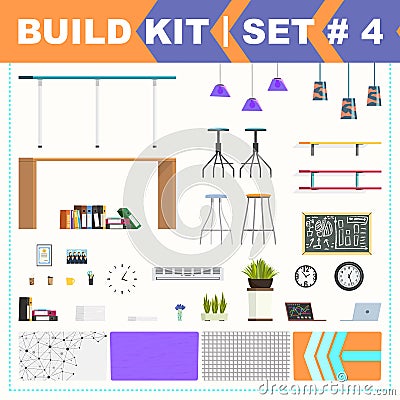 Build kit 4 office furniture Vector Illustration