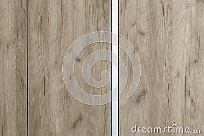 Build-in LED lighting in modern minimalist wood furniture macro close up. Stock Photo