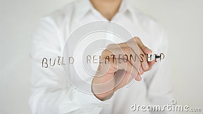 Build Relationship, Written on Glass Stock Photo