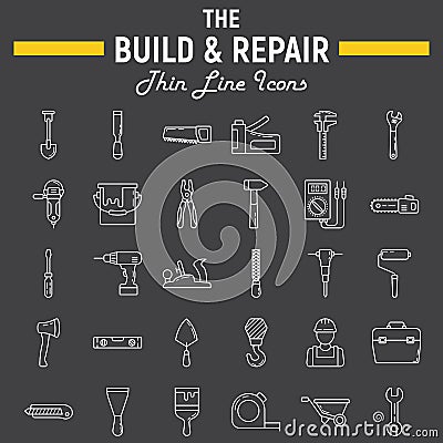 Build and Repair line icon set, construction signs Vector Illustration