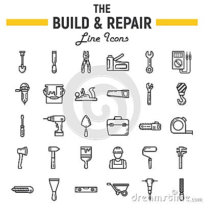 Build and Repair line icon set, construction signs Vector Illustration