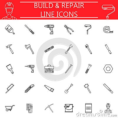 Build and Repair line icon set Vector Illustration