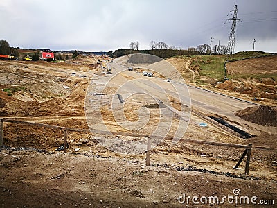 Build road. Artistic look in vintage vivid colours. Editorial Stock Photo