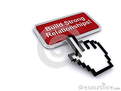 build strong relationships button on white Stock Photo