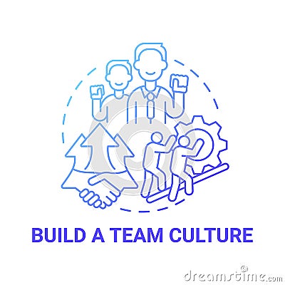 Build team culture blue gradient concept icon Vector Illustration