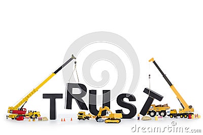 Build up trust: Machines building trust-word. Stock Photo