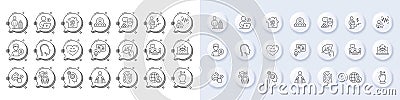 Build, Voice wave and Customer satisfaction line icons. For web app, printing. Line icons. Vector Vector Illustration
