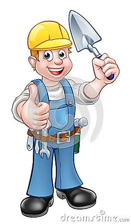 Builder Bricklayer Construction Worker Trowel Tool Vector Illustration