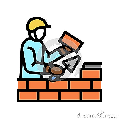 builder building with brick color icon vector illustration Vector Illustration