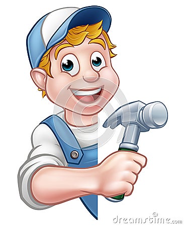 Builder or Carpenter Handyman Construction Worker Vector Illustration