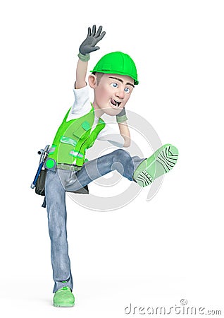 Builder cartoon is dancing Cartoon Illustration