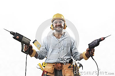 Builder, Construction worker in dirty clothes Stock Photo