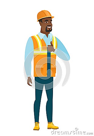 Builder giving thumb up vector illustration. Vector Illustration