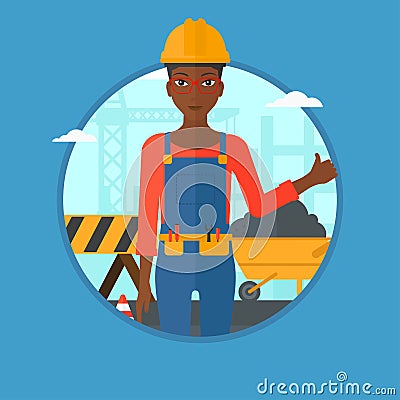 Builder giving thumb up vector illustration. Vector Illustration