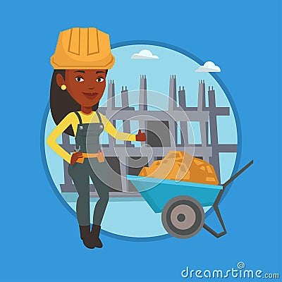 Builder giving thumb up vector illustration. Vector Illustration