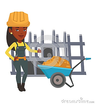 Builder giving thumb up vector illustration. Vector Illustration