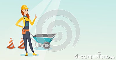 Builder giving thumb up vector illustration. Vector Illustration