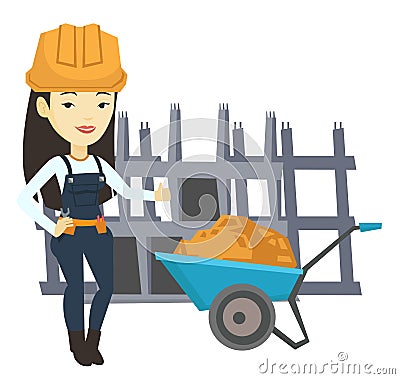 Builder giving thumb up vector illustration. Vector Illustration