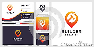 Builder logo location with creative gradient shape Premium Vector Vector Illustration