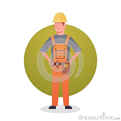 Builder Man Icon Engeneer Occupation Contractor Vector Illustration