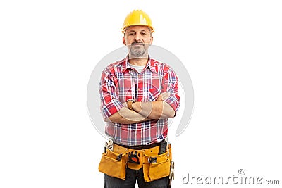 Builder portrait with proud expression Stock Photo