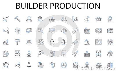 Builder production line icons collection. E-commerce, Retail, Trade, Supply, Inventory, Logistics, Wholesale vector and Vector Illustration