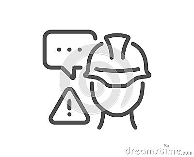 Builder warning line icon. Construction inspection sign. Vector Vector Illustration